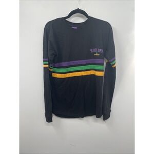 Mardi Gras Queen T-Shirt Womens Large Black Graphic Cotton Blend Streetwear NWOT